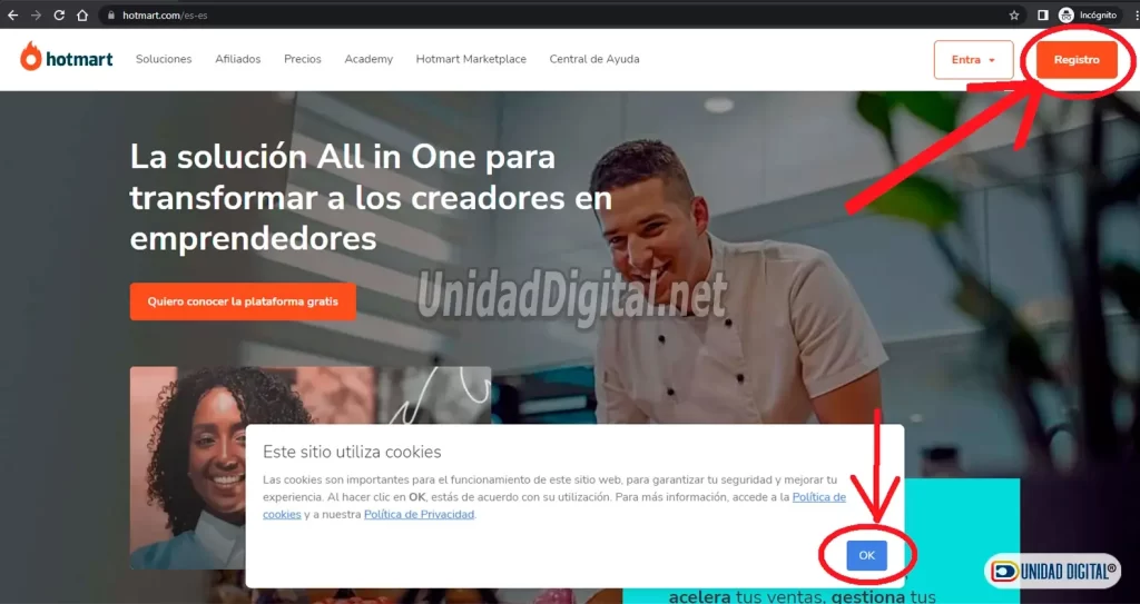 como registrarse en hotmart marketing de afiliados paso 1