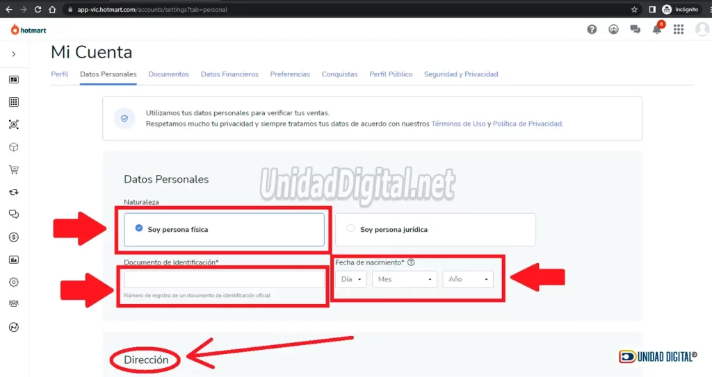 como registrarse en hotmart marketing de afiliados paso 7